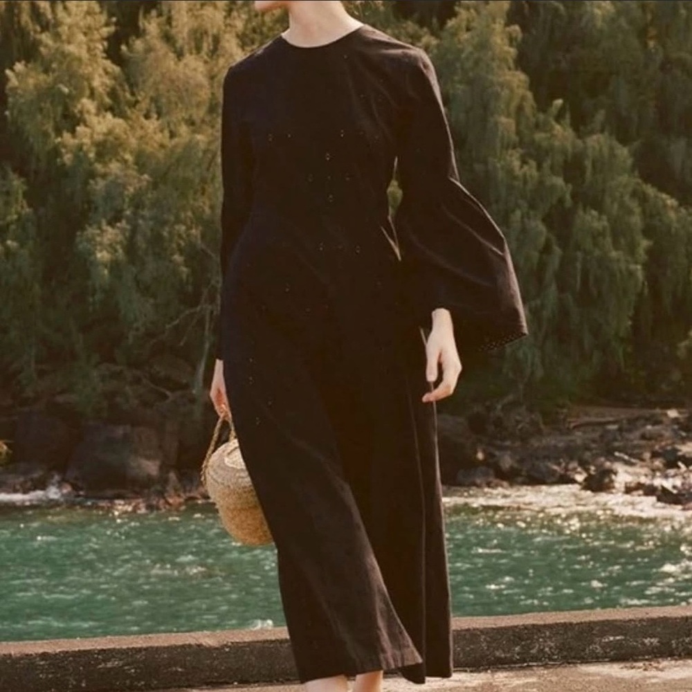 Doen Noisette  Bell Sleeve Button Back Eyelet Maxi Dress